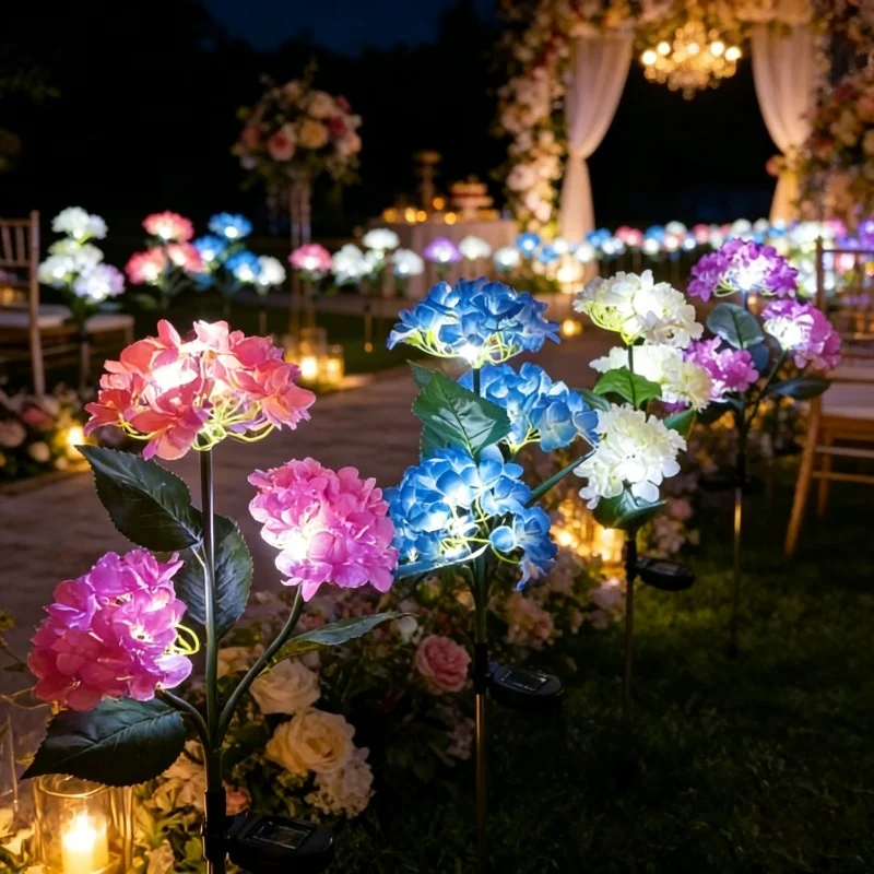

Solar LED 3 Head Hydrangea Rose Flower Lawn Lamps Outdoor Garden Ambient Light for Camping Garden Patch Patio House Decoration