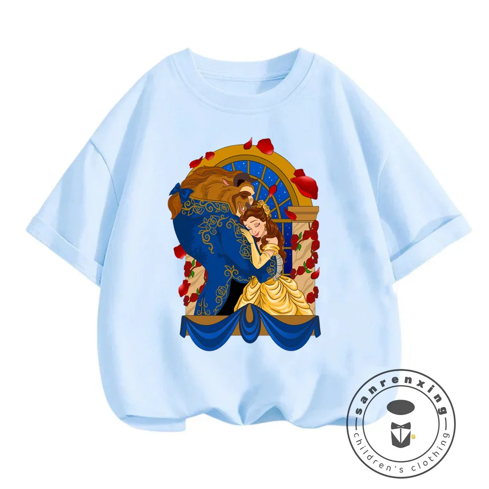 Beauty and the Beast Hits the Summer Streets! Disney Cartoons on Kawaii Hip-Hop T-shirts - Affordable Fashion for Boys and Girls