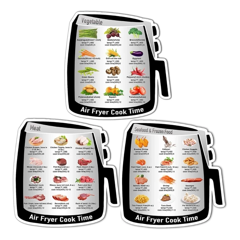 Air Fryer Cheats Sheet Conversion Chart Magnet Sheet Kitchen Quick Reference Guide Stickers Air fryer Drop shipping