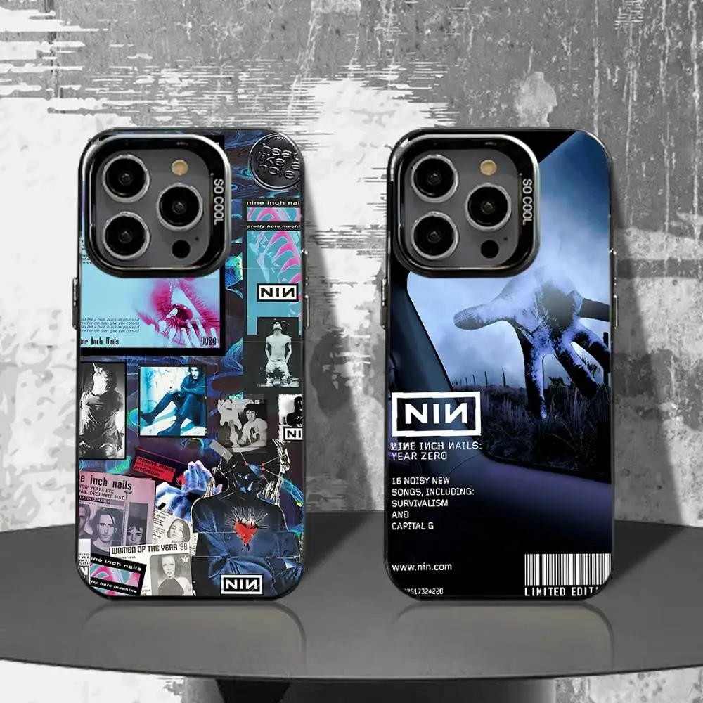 

N-Nine I-Inch Nails NIN Phone Case For iPhone 16,15,14,13,12,11,Pro,XS,Max,Plus,Mini,SE4,E Black Matte Shockproof Cover