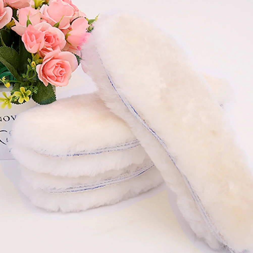 

2pcs Wool Insoles Thickened Warm For Cold Weather Fleece Shoe Insert Winter Unisex Inner Padding Footwear Support Tool