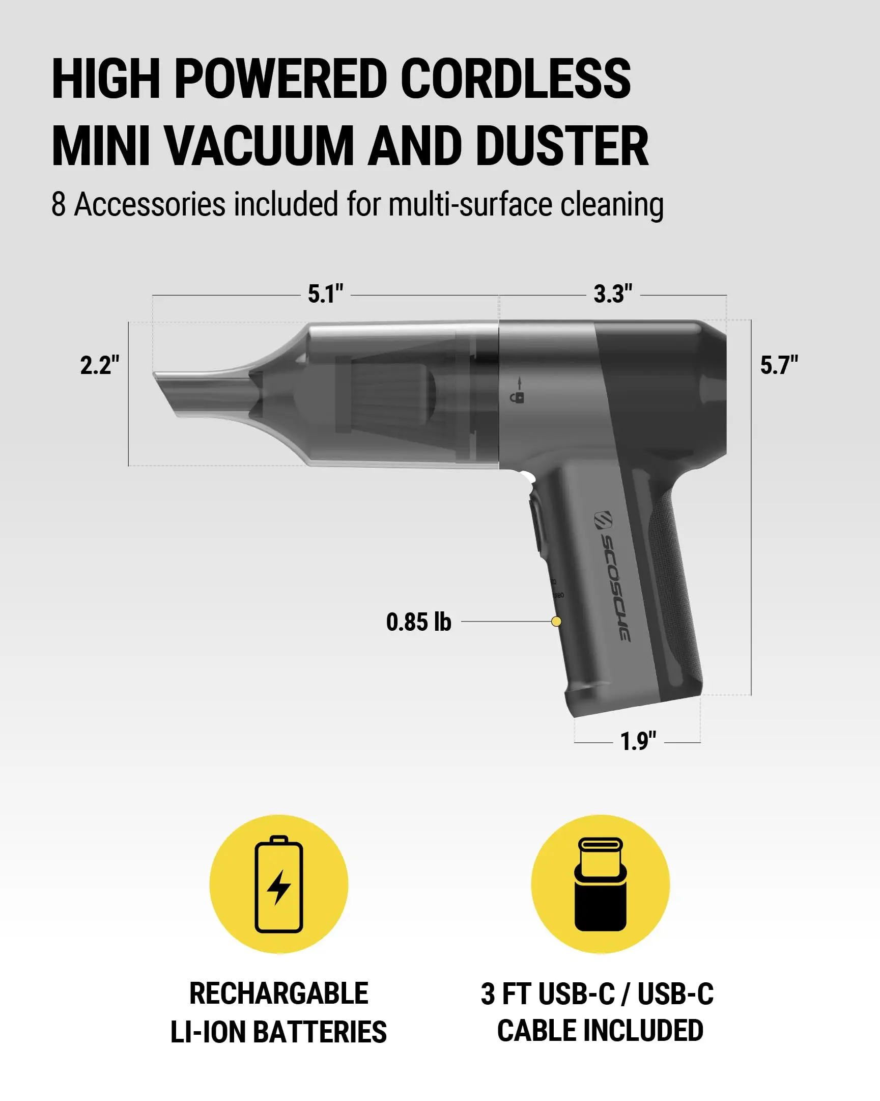 

Handheld Vacuum Cleaner with Inflator, Deflator & Air Duster, 4-in-1 Small, High Power, Rechargeable Portable Hand Held Vacuum