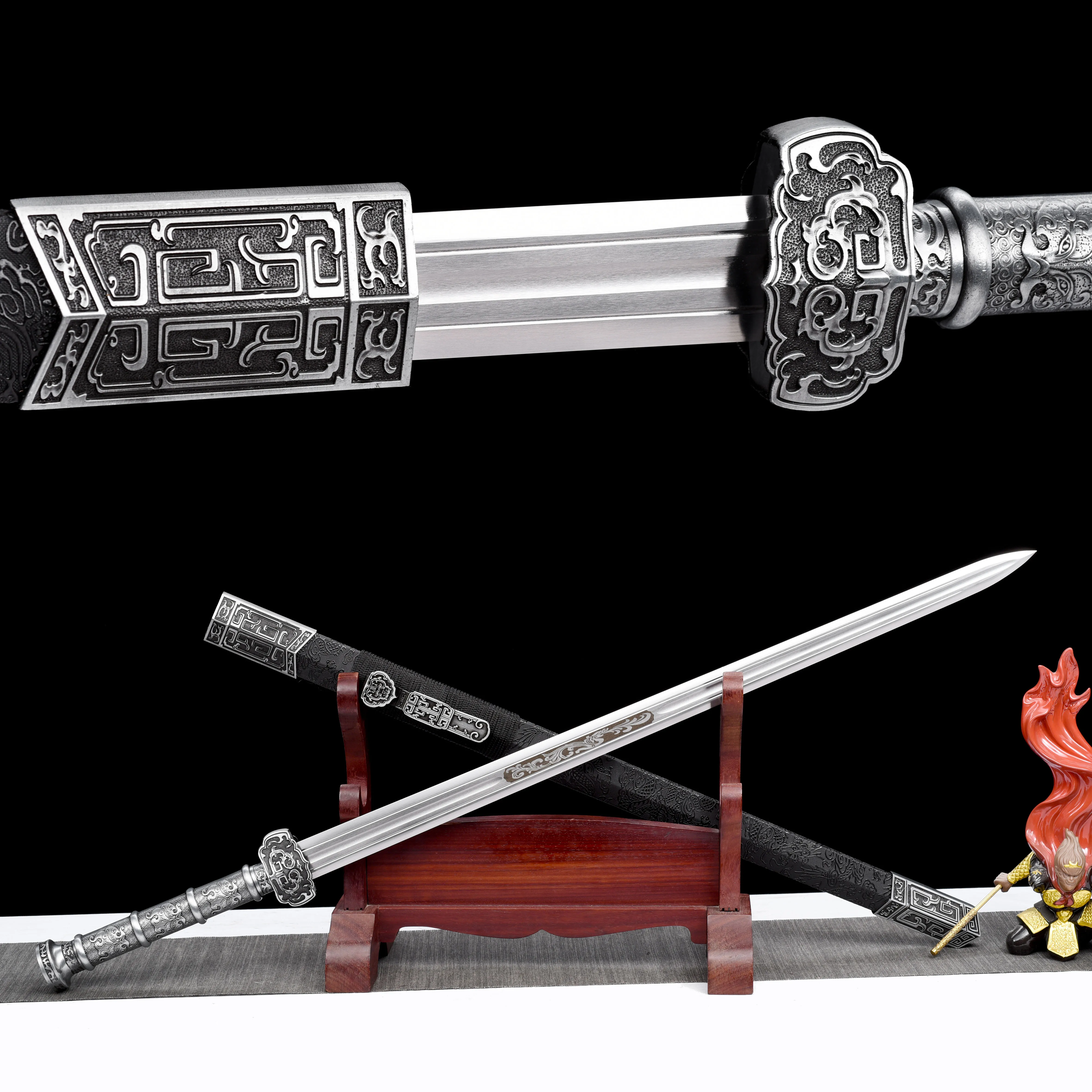 

104cm Medieval Chinese flowing Light Ruyi sword katana cosplay real steel battle preparation hand-polished sharp samurai sword