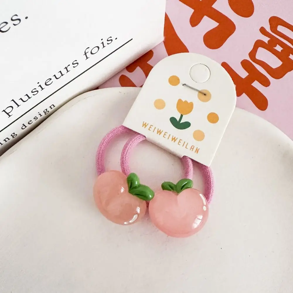 

Korean Style Hair Clip Children Hair Scrunchies Peach Candy Color Kids Ponytail Holder Hair Ring Transparent Fruit Hair Rope