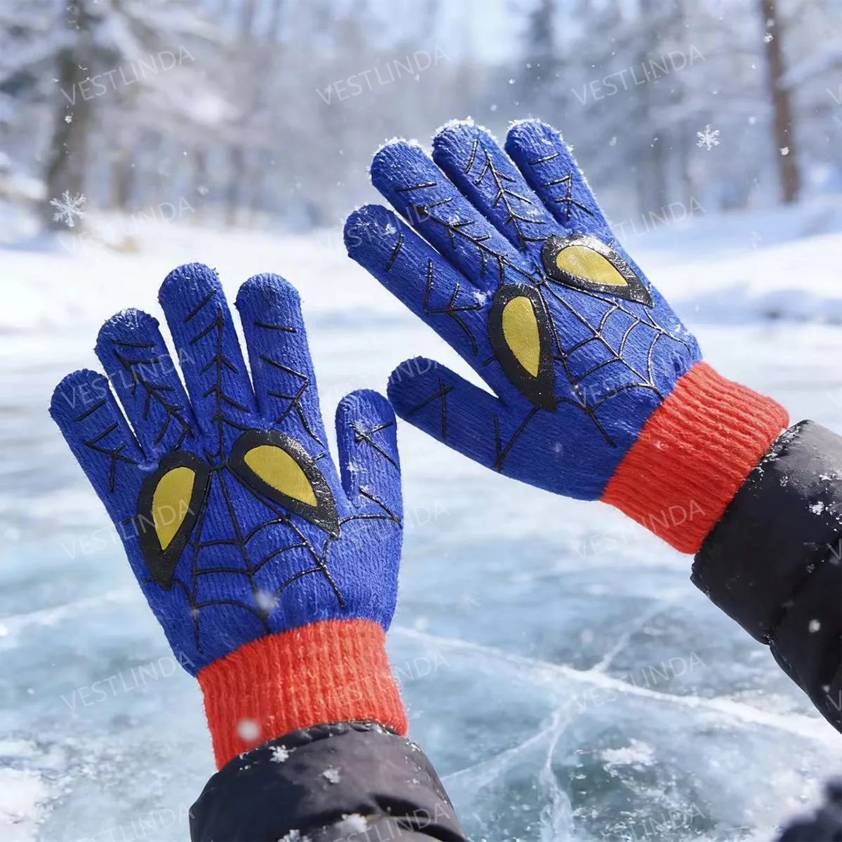 Cartoon Spiderman Handschuhe Hochelastisch Wärmend Fünf-Finger-Strickhandschuhe Weiche Film-Peripherie Cosplay Kleidungszubehör