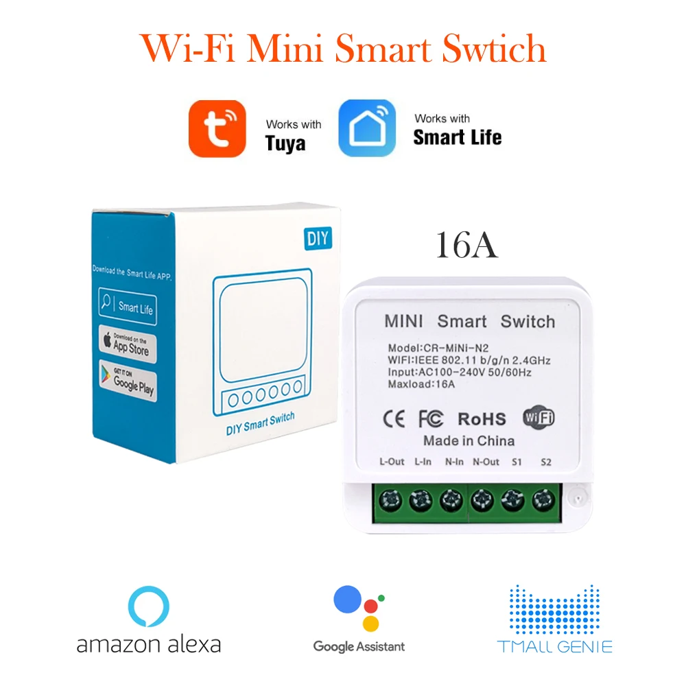 

COLOROCK WiFi Smart Switch Tuya Smart Life App 16A 90-250V AC Works with Alexa and Google Home Voice Control