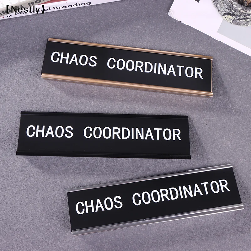 Desk Sign Funny Signs Work Supplies For Women Metal Name Plate Position Card Chaos Coordinator Office Decor〔Nest〕