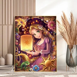 Disney Princess Diamond Painting, 5d, DIY, komplette runde Bohrer, langes goldenes Haar, körperbeteiligte Mosaik, Geschenk, Geschenk 12 Hauptverkaufsdekoration Goldwand - №9