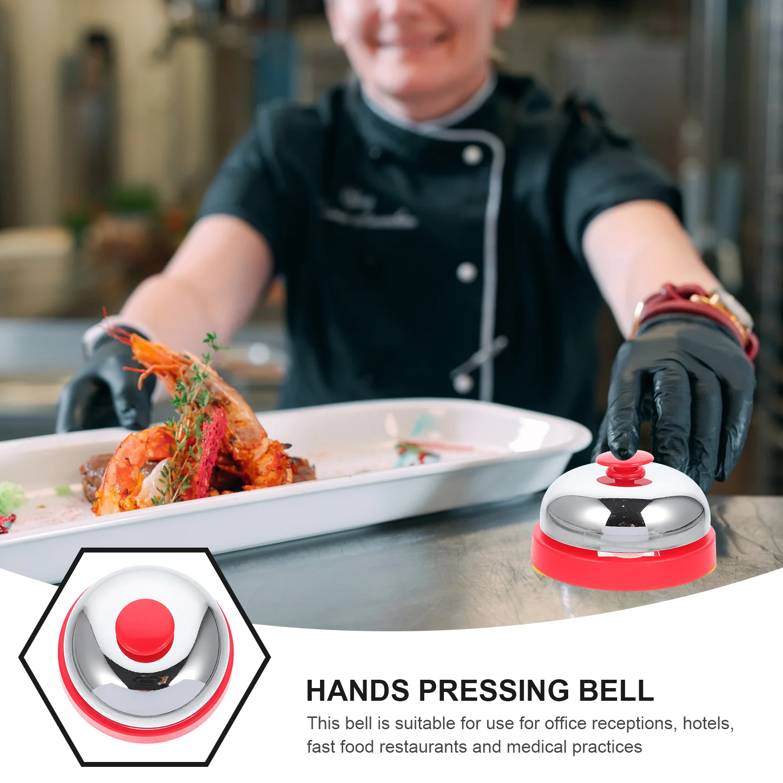 Restaurant Game Bell Counter Reception Bar Black Hand Pressing