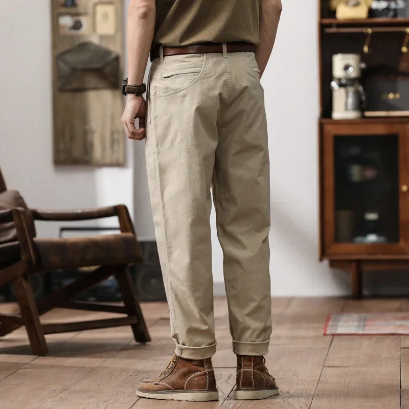 ผู้ชายญี่ปุ่นStreetwearแฟชั่นRetro AMEKAJIหล่อหลวมผ้าฝ้ายสบายๆกางเกงCityboyตรงกางเกงกางเกง