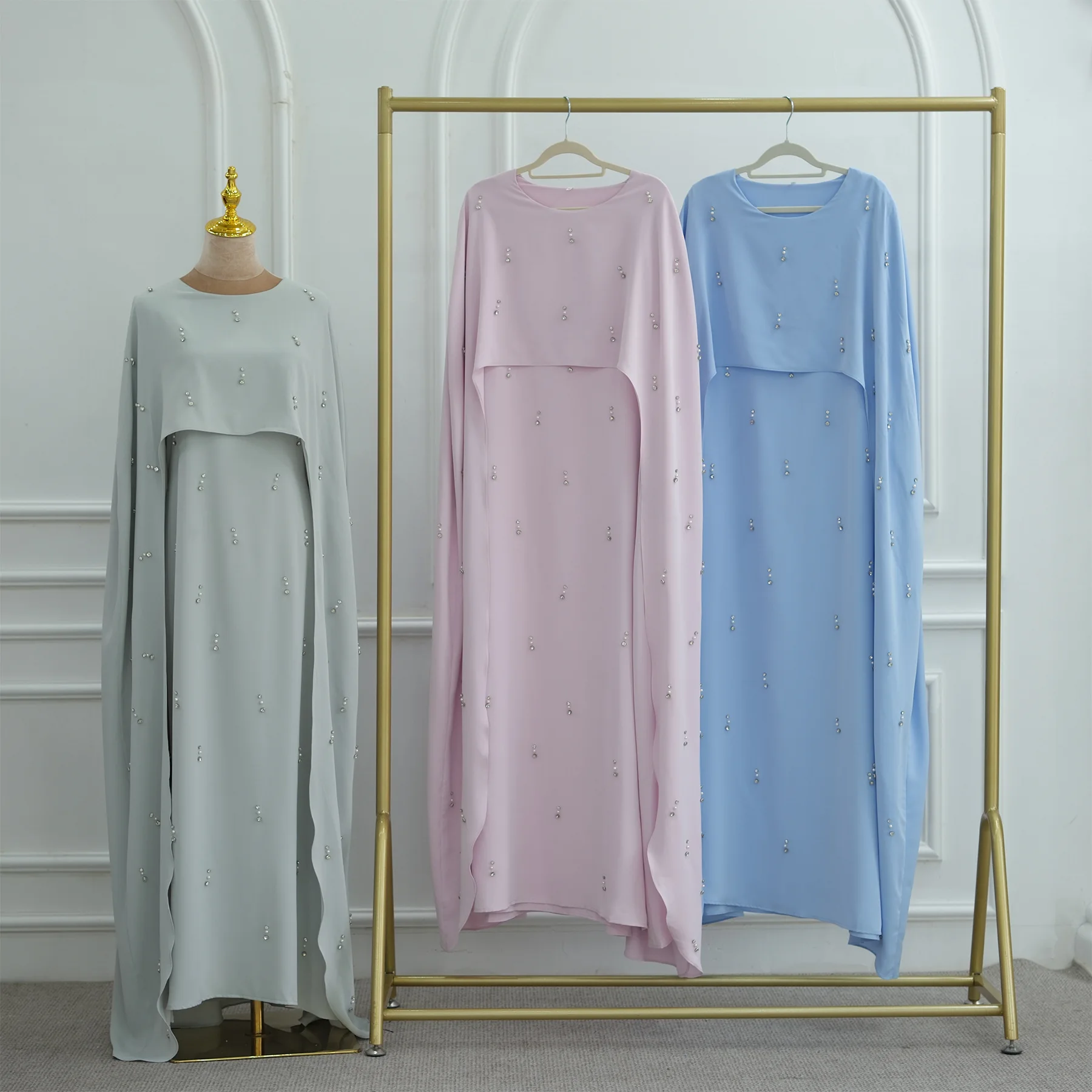 

2PCS Cape Abaya Muslim Sets for Women Evening Party Dress Dubai Kaftan Kebaya Caftan Marocain Femme Robe Islam Jalabiya Djellaba