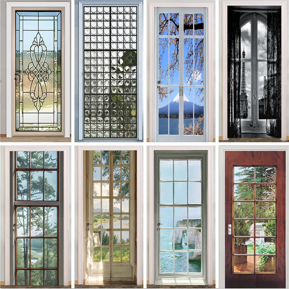 

Glass Outside Landscape Door Stickers Muraux Home Wedding Decoration Wallpaper Poster Room Decor Aesthetic Bathroom Accessories