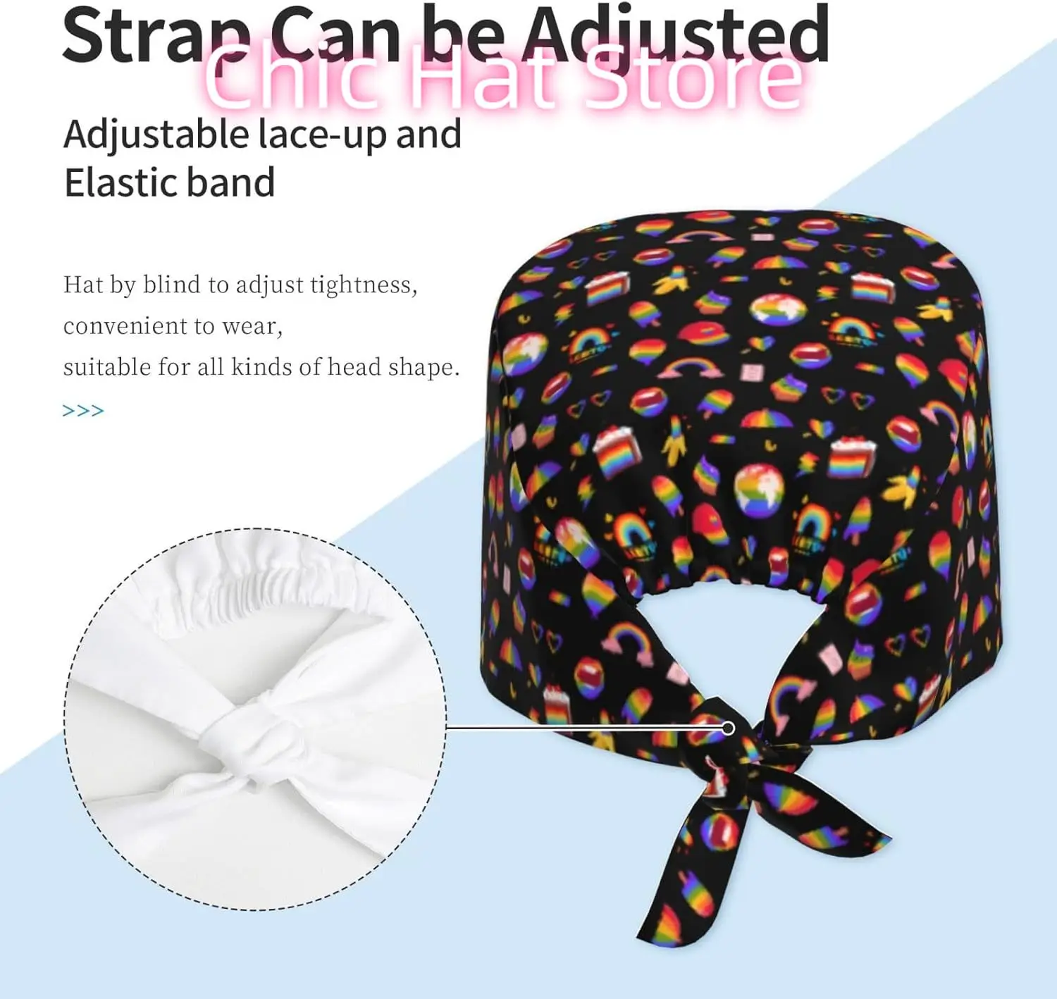 قبعات العمل الكرتونية لليوم الفخر مع عصابة رأس قابلة للتعديل وربطة خلفية وقبعة صغيرة #5