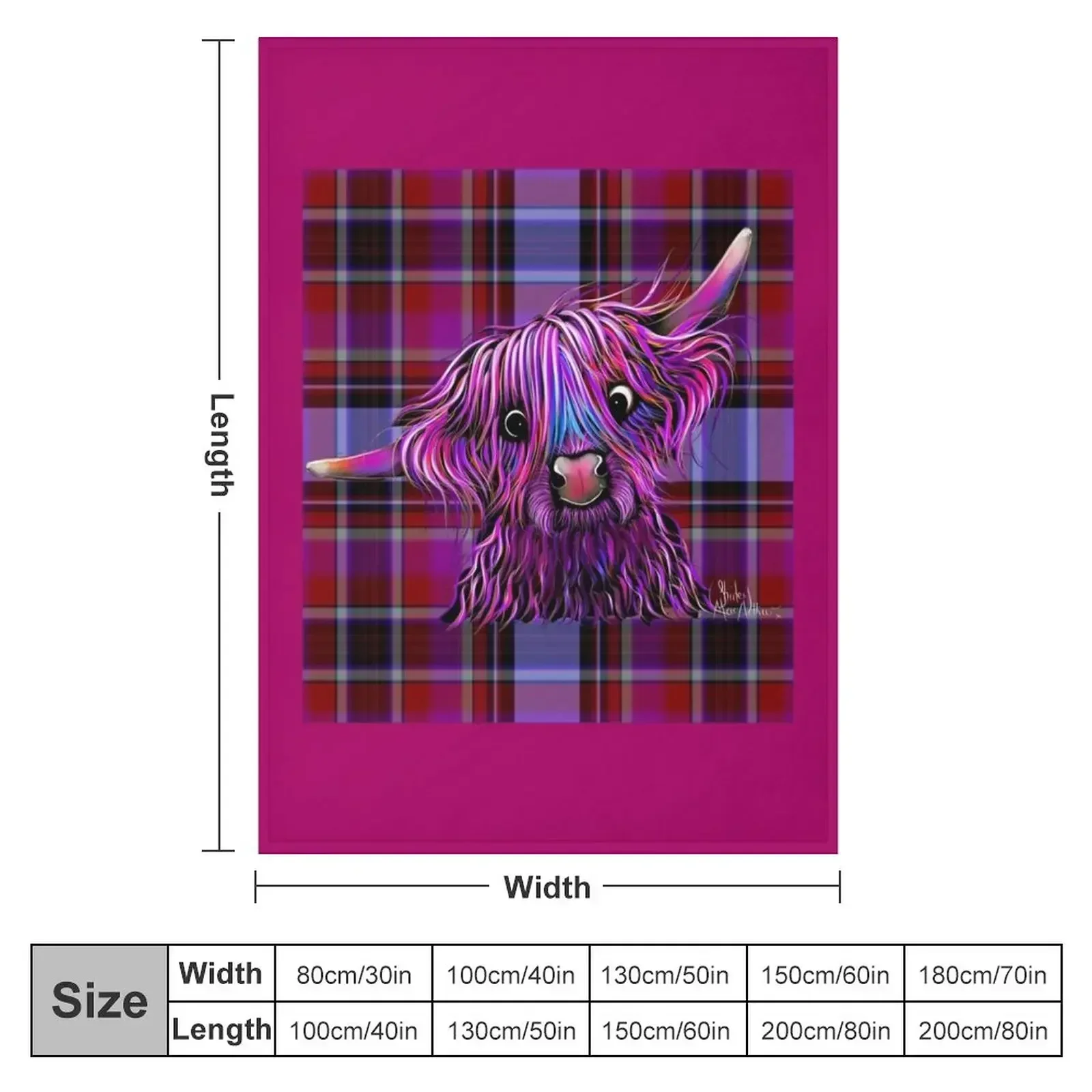 HiGHLaND CoW PRiNT ' HuCKLeBeRRY oN TaRTaN ' BY SHiRLeY MacARTHuR Throw Blanket funny gift Sleeping Bag warm winter Blankets