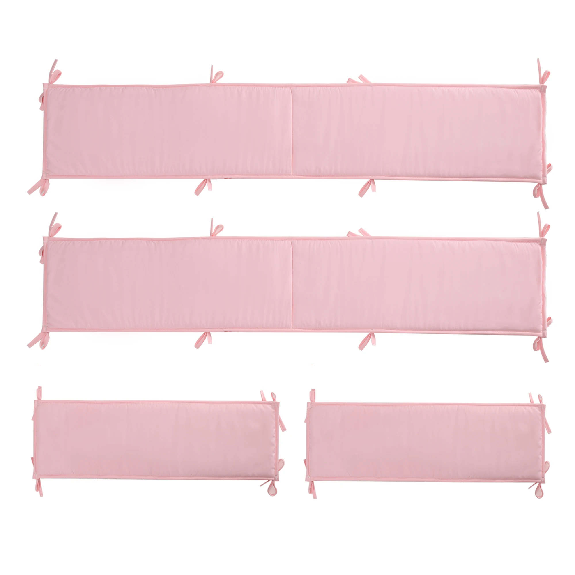 Juego de ropa de cama de 7 piezas para bebé, juego de cama para cuna de color rosa, protectores de cama para guardería, Sábana de cuna con 4 parachoques, edredón y falda para cuna