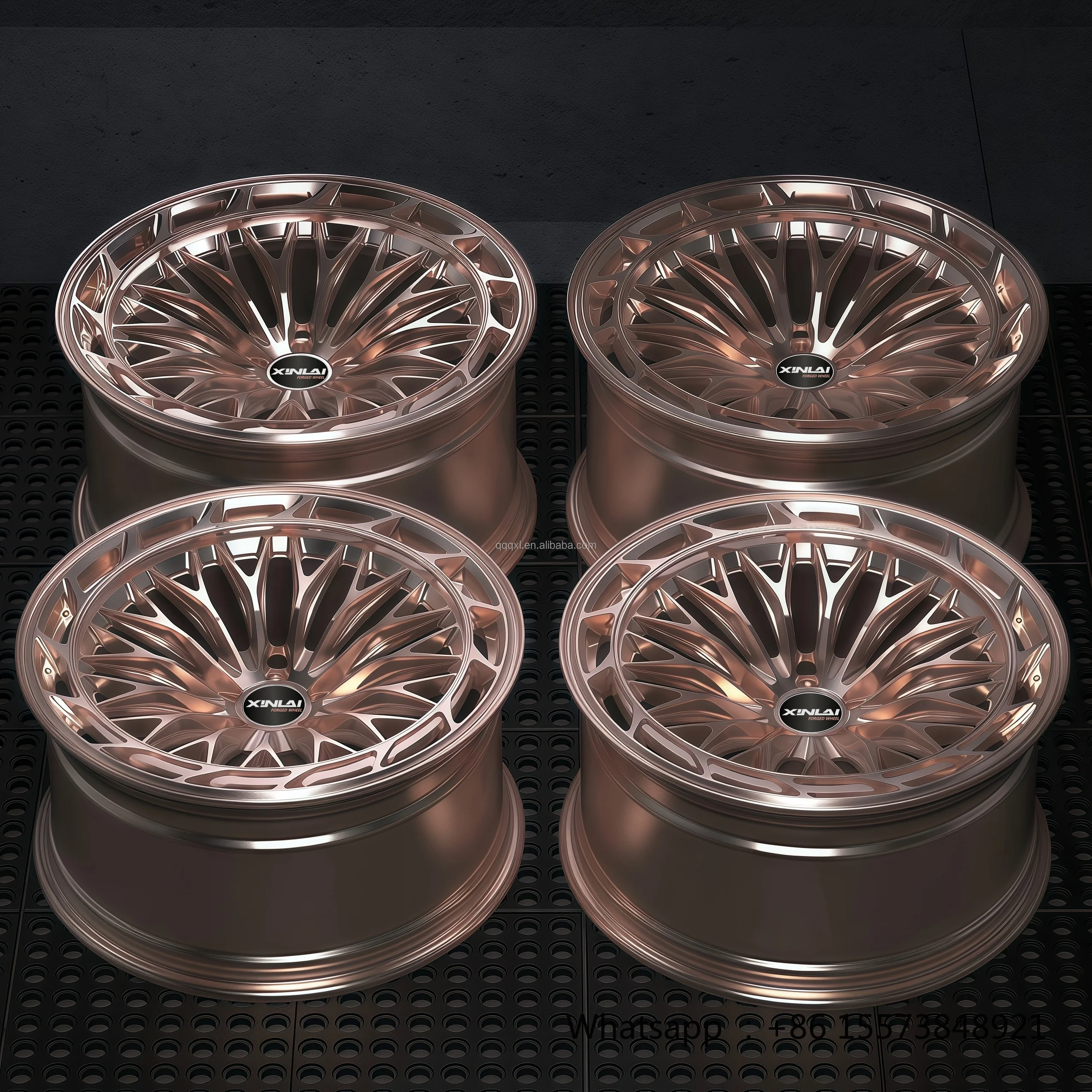 Aluminium Passenger Car Wheels Forged 12000T Rose Gold Diamond Cut Deep Concave Mesh Rims for  RS  M Power 19-21
