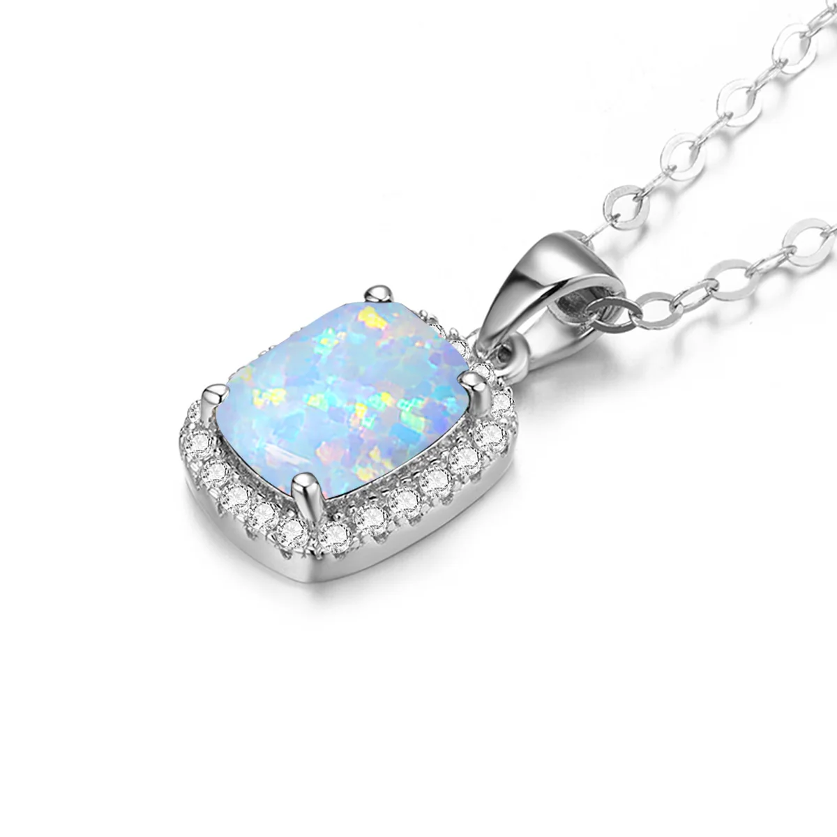 Vintage Opal Gemstone Pendant for Women Silver 925 Chain Crystal Zircon Necklace for Party Mother\'s Day Gift Trendy Fine Jewelry