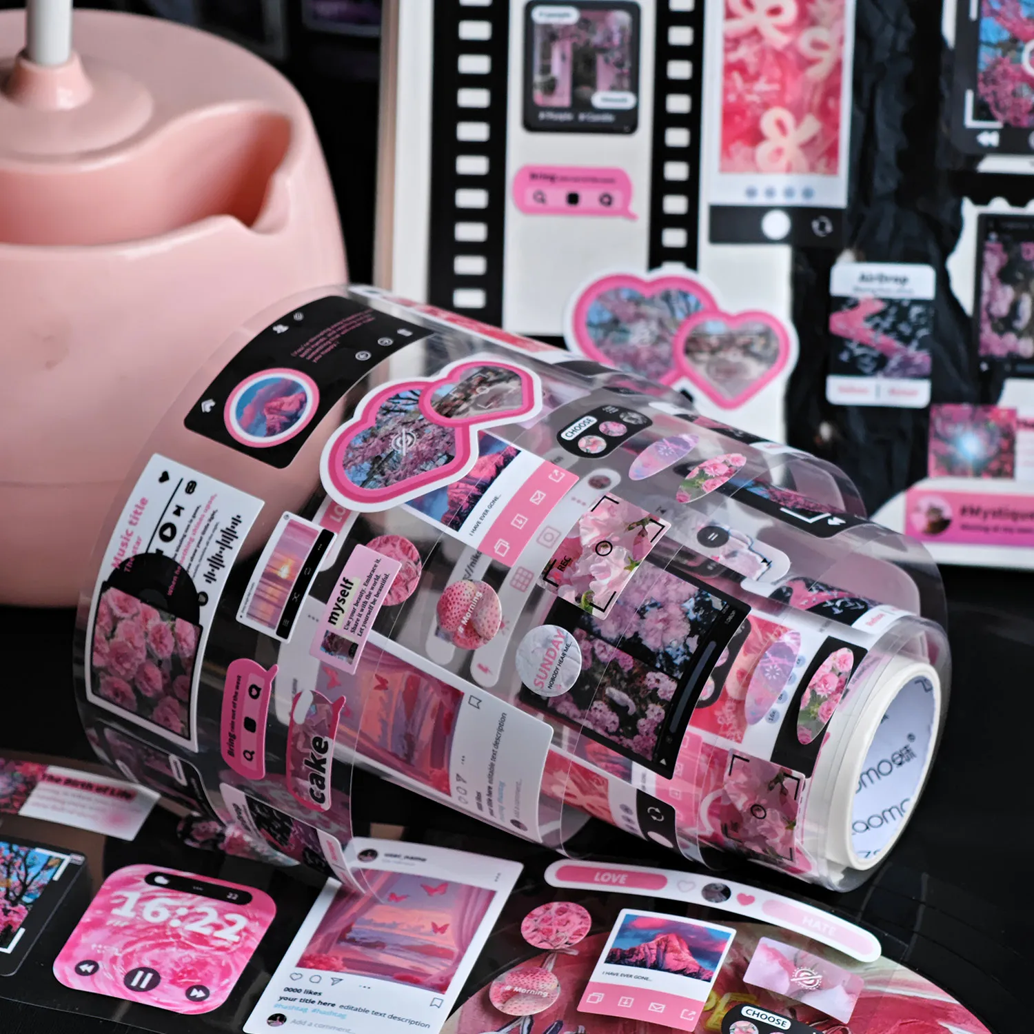 Adesivo in rotolo con interfaccia Mist Shadow Serie Ins Manuale Materiale Adesivo decorativo fai-da-te