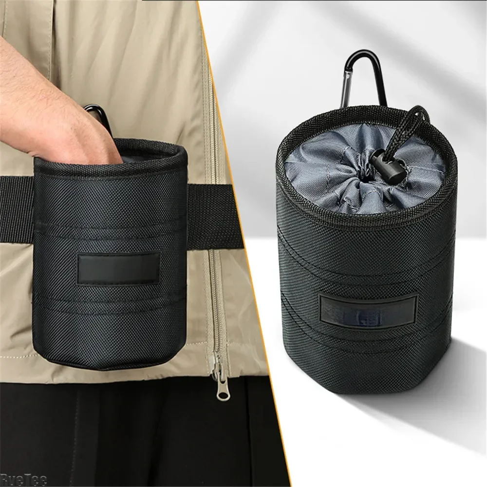 1680D Oxford Cloth Tool Bag Cylinder Nail Screw Storage Bag with Buckle Can Tighten Tool Bag for Carpenter Electrician