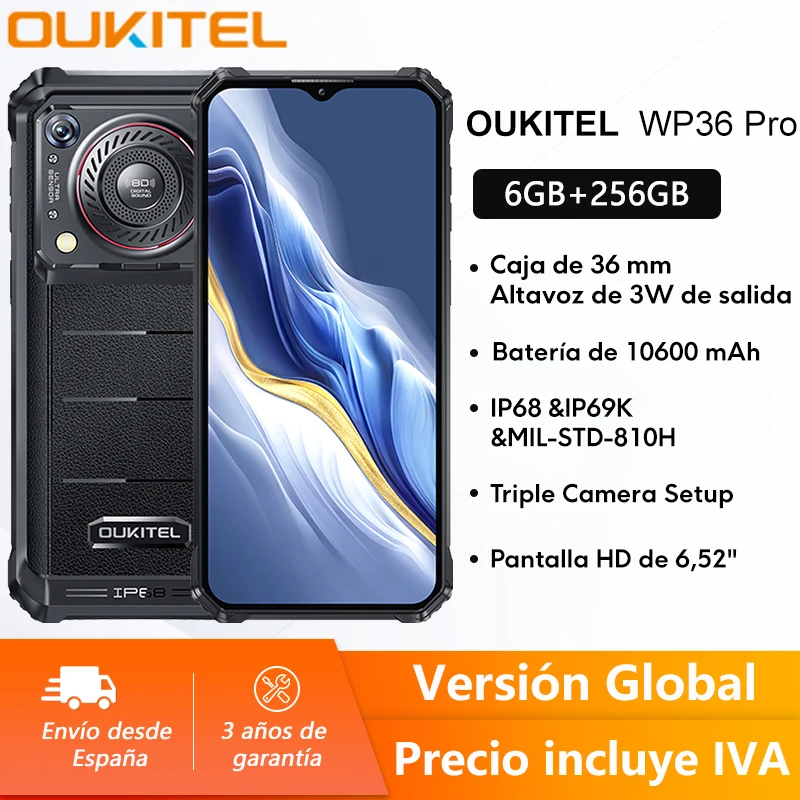 Oukitel WP36 Pro Rugged Smart Phone 10600 mAh 6,52 Screen HD + 6 GB 256 GB Android 13 13 MP Camera