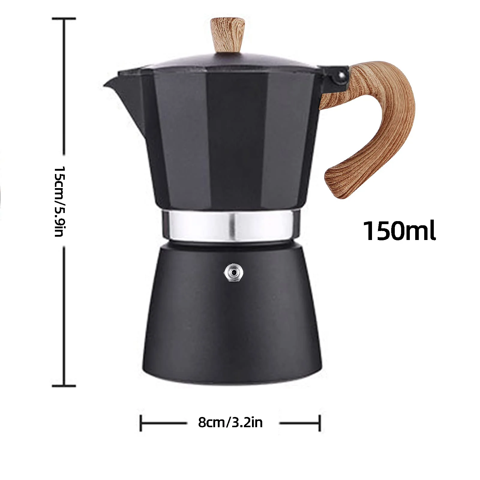 Leeseph Moka Pot, Italian Coffee Pot 150ml Stovetop Espresso Maker, Stovetop Camping Manual Cuban Coffee Percolator Machine