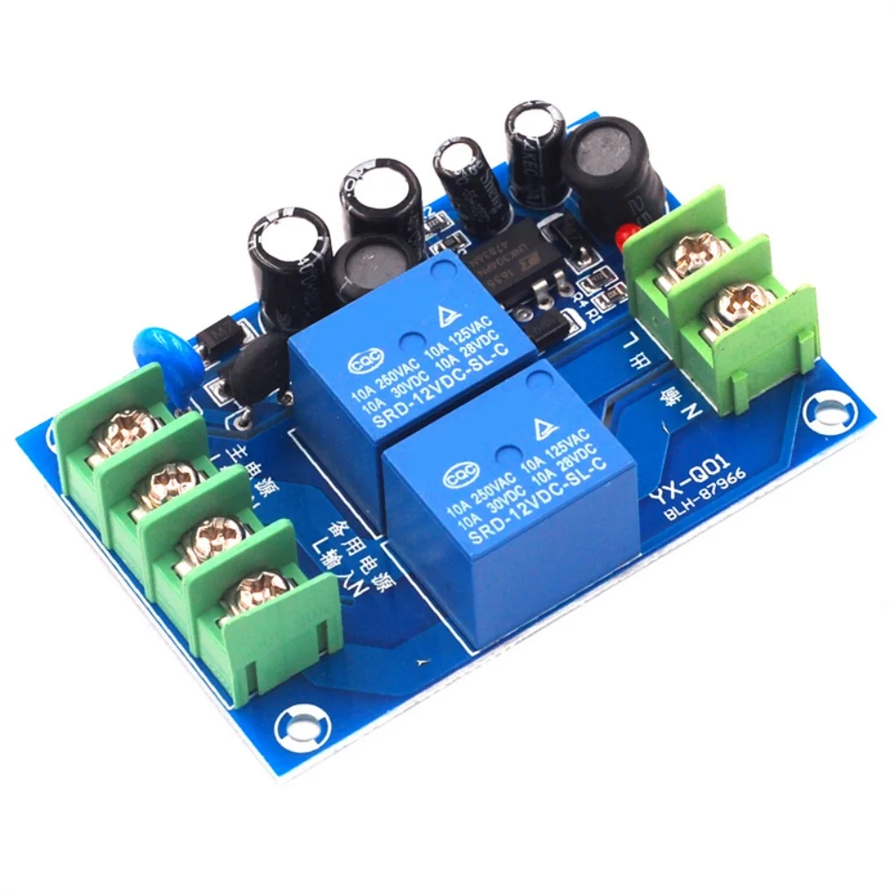 220V 10A 2 Channel Automatic Power Switch Module Dual Input Power-off Switcher Transfer Board Emergency Backup Power Supply