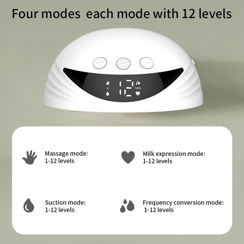 Pompa ASI elektrik, pompa payudara elektrik dapat dipakai bebas genggam untuk menyusui dengan tampilan LED 4 mode