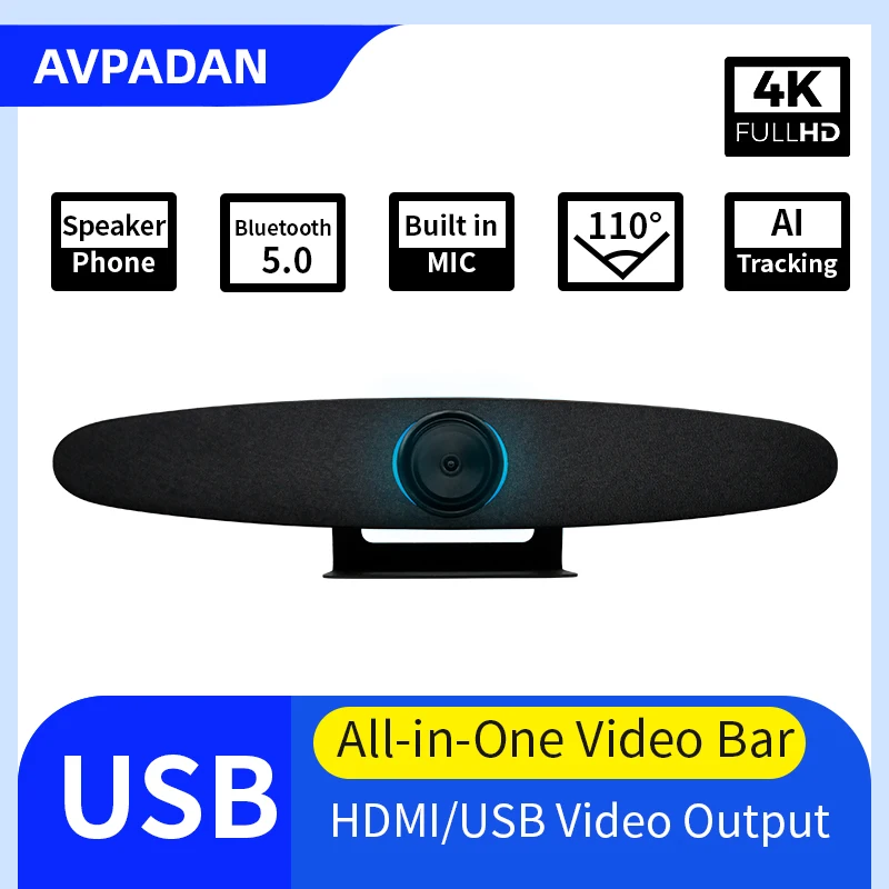 

4K UHD ALL-IN-ONE USB Camera Speaker Phone Support HDMI and USB 3.0 audio video output for Big meeting rooms conferencing