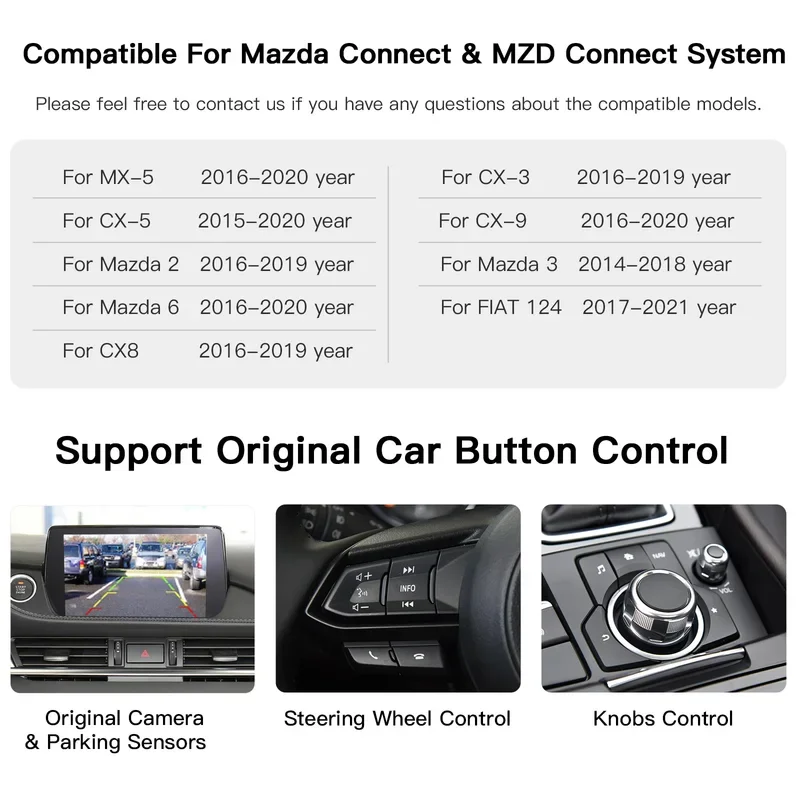 CarPlay อะแดปเตอร์สำหรับรถยนต์แอนดรอยด์แบบไร้สายฮับ OEM สำหรับ retrofit MAZDA 2 3 6 CX3 CX5 CX8 CX9 MX5ชุด TK78669U0C Demio miata