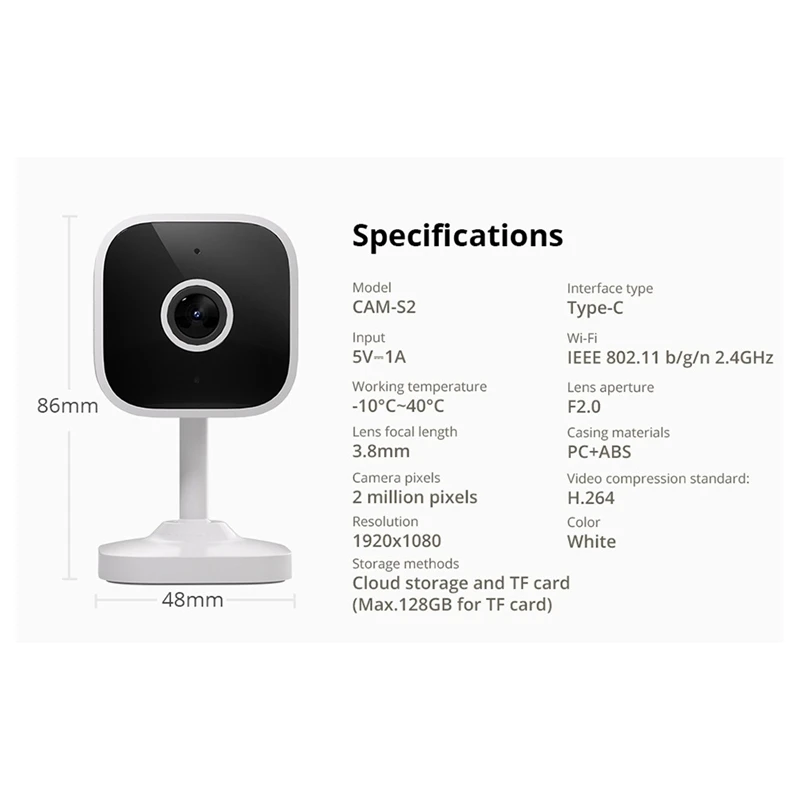 Новинка 2025 года, камера CAM Slim Gen2 Wi-Fi для умного дома, 1080P HD, оповещение о обнаружении движения, ночное видение, работает для Alexa/Google Home