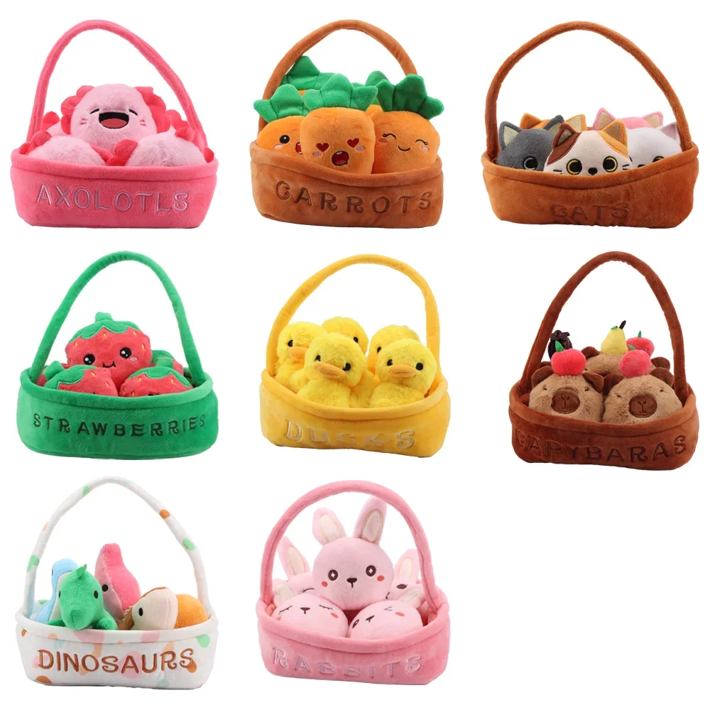 20cm Kawaii Cartoon A Basket of Cats Plushie Plush Toy Stuffed Animal Toys Cats Kids Cute Christmas Birthday Gift Home Decor