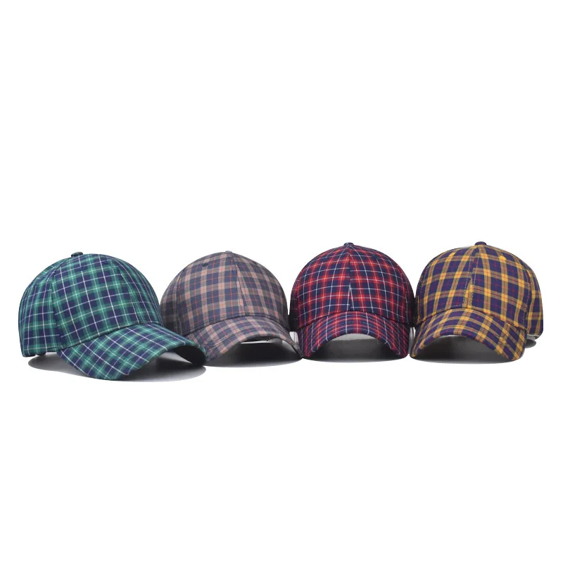 Red Plaid Men\'s Baseball Cap Summer New Adjustable Ladies Peaked Caps Spring and Autumn Street Shooting Outdoor Sunshade Hat