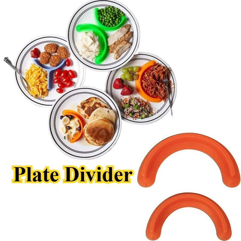 

Food Cubby Plate Divider Clear 2 Pack Divider Silicone Food Separator Strip with Suction Cup Seal To Keep Runny Food From Spread