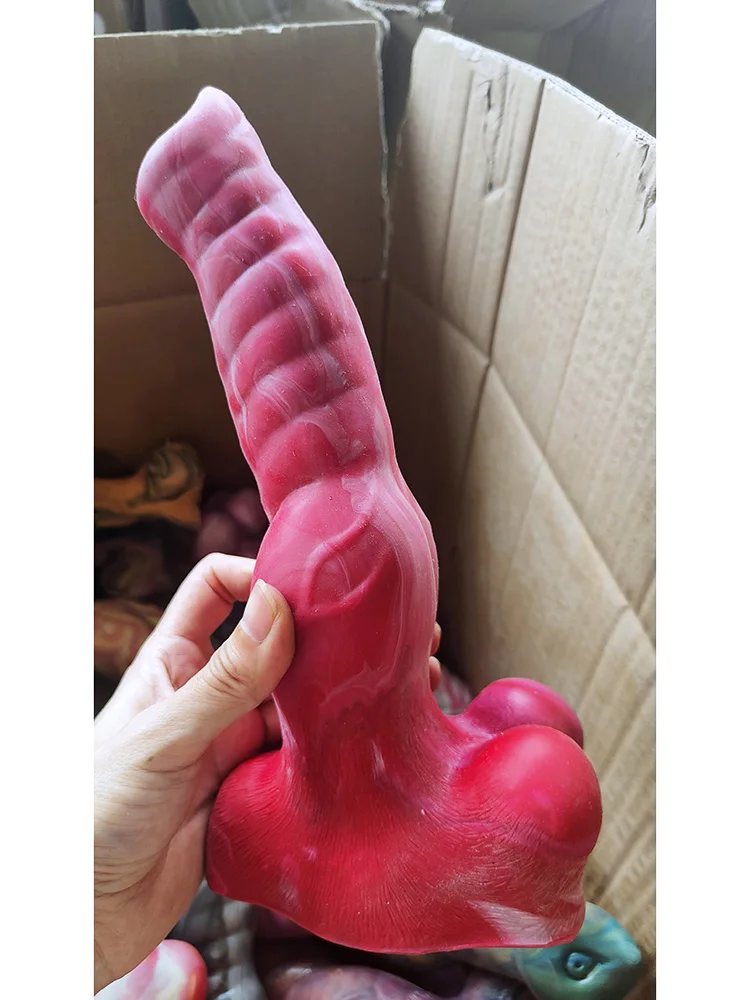 YOCY Cheap colorful silicone dildo animal wolf dog penis knot anal plug limited edition （Follower Enjoy Additional Discounts）