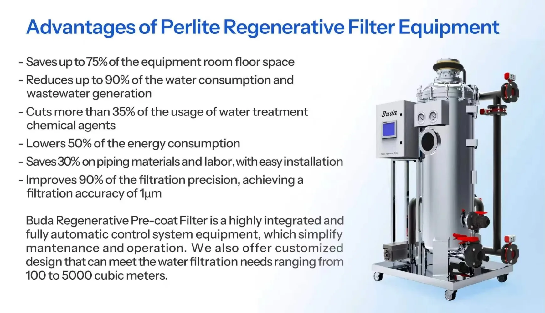 Perlite/DE Regenerative Pool Filter Equipment, Fully Automatic Backwashing, High Precision for Residencial and Industrial Use