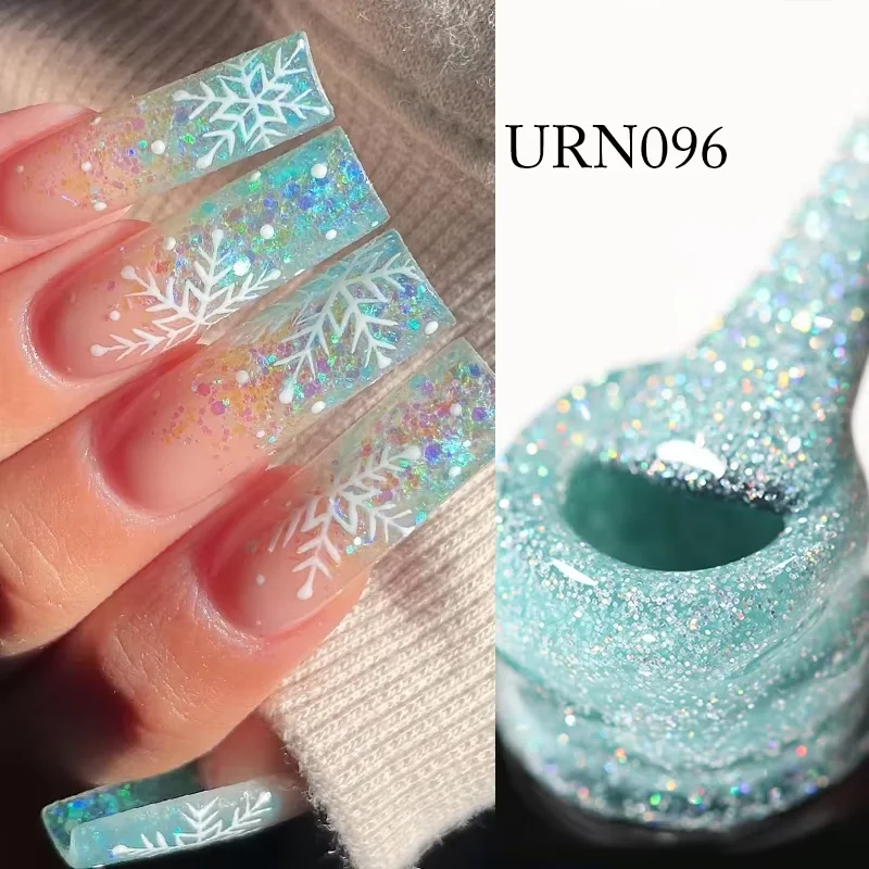 Ur açúcar 7.5ml glitter lantejoulas gel unha polonês manicure inverno natal festival gel uv led embeber fora da arte do prego verniz gel