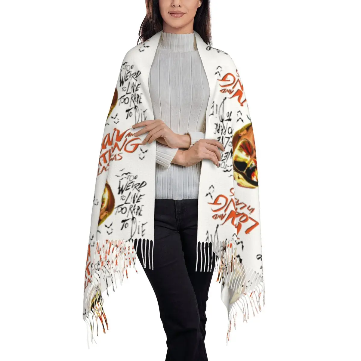 Fear And Loathing In Las Vegas Art Scarf Tassel Scarves Women Soft Warm Shawls and Wraps Long Fall Winter Shawl Wrap