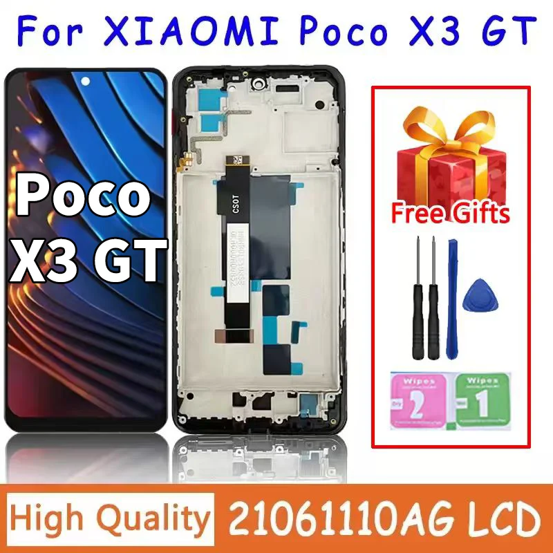 Wysokiej jakości wyświetlacz LCD z ekranem dotykowym do Xiaomi POCO X3 GT, digitizer, części zamienne do POCO X3GT LCD, wyświetlacz 21061110AG
