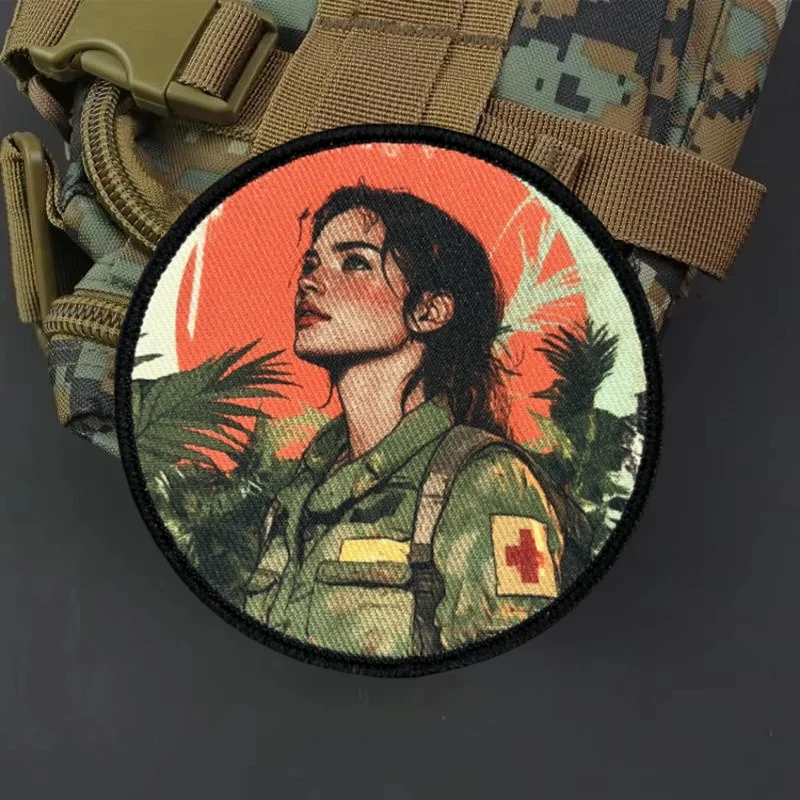 Medical Rescue Girls Tactical Morale Patch Peace Beauty Printed Hook&Loop Emblem Military Chevron Armband Backpack Stickers