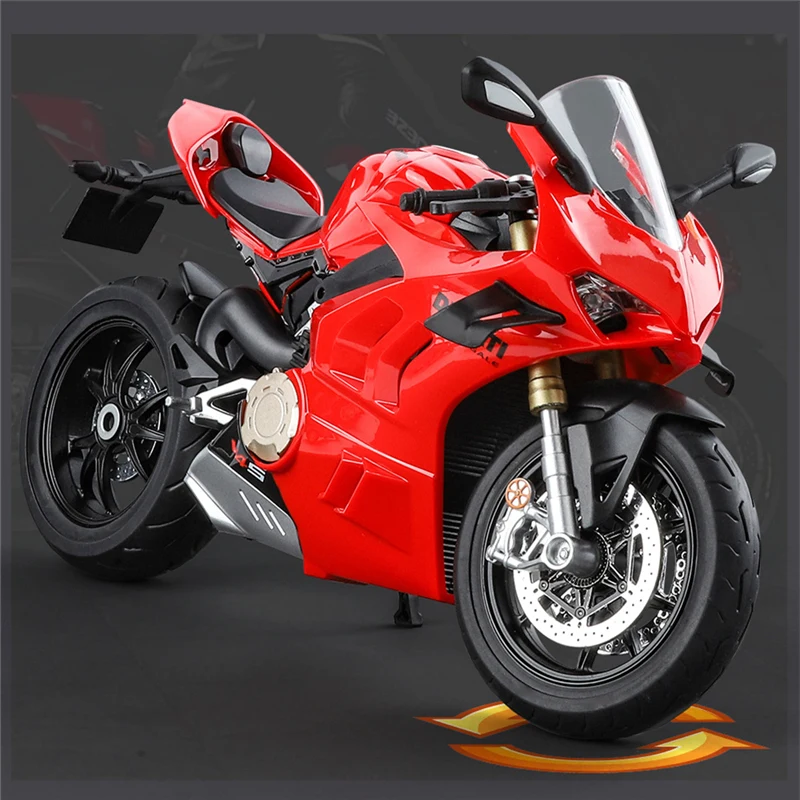 Large Size 1/9 Ducatis Panigale V4S Alloy Racing Motorcycle Simulation Diecast Metal Street Motorcycle Model With Light Kid Gift