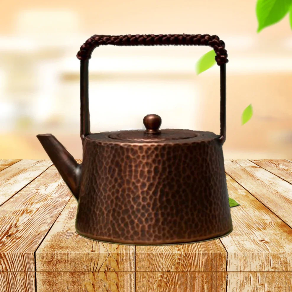 400ML Red Copper Teapot Handle Style Pure Handmade Copper Boiled Water Kettle Make Tea Pot For Home Small Tea Pot Copper Set