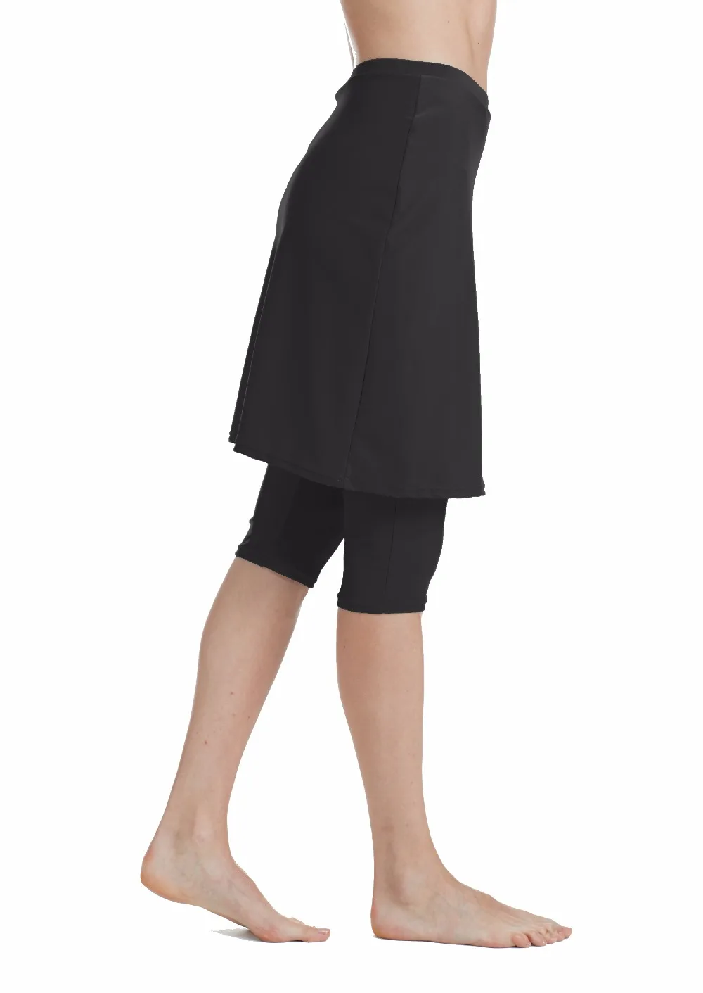 Women' Black Swimwear Skirt with Leggings