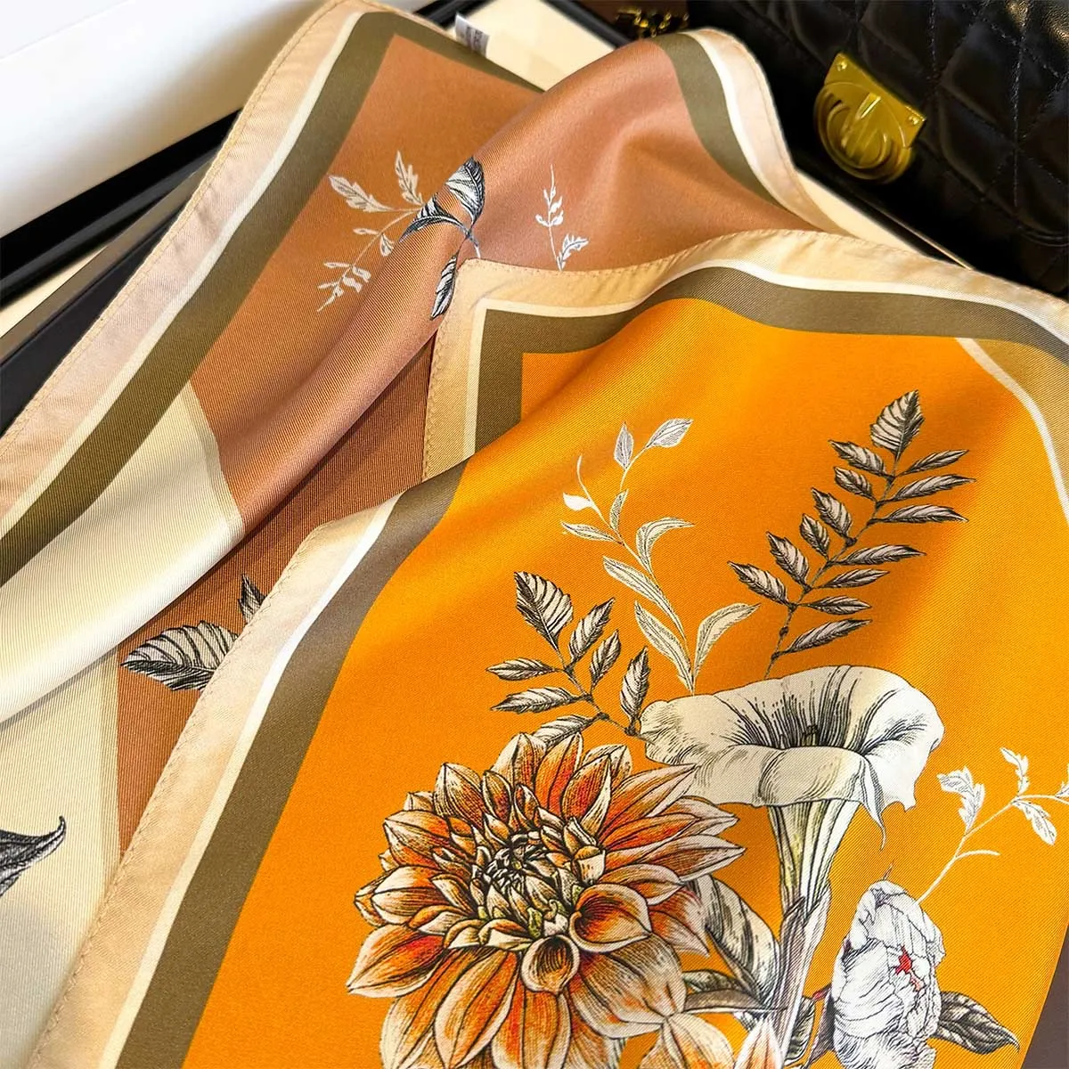 

100% Natural Twill Silk Scarf for Women Neck Double side Shawl Wrap Square Neckerchief Hijab Bandana bufandas Écharpes Scarves