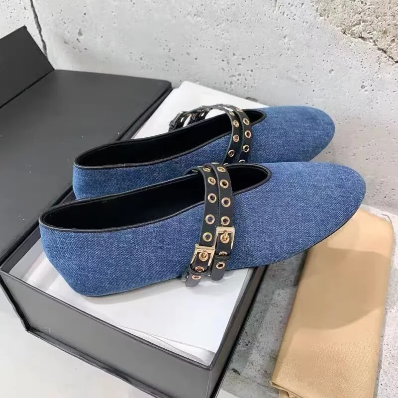 Designer Brand Original Lafite Grass Woven Flat Bottom Mary Jane Single Shoes for Women's Vacation Minimalist French Ballet Shoe