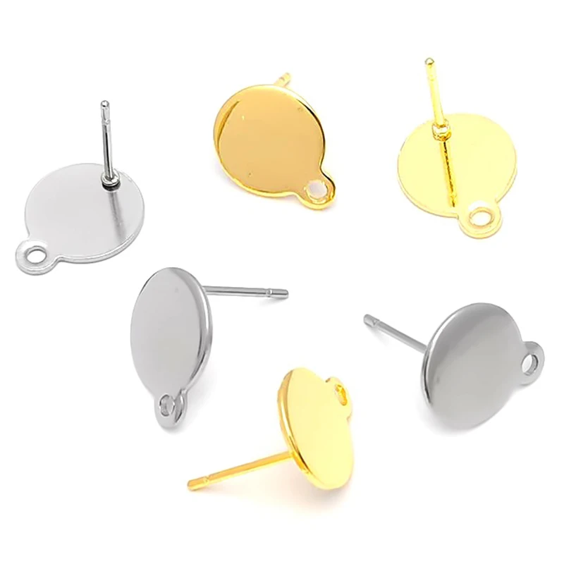

10pcs/lot 5 6 8 10mm Gold Stainless Steel Round Earring Studs Base For Jewelry Making DIY Women Fashion Dangle Earrings Findings