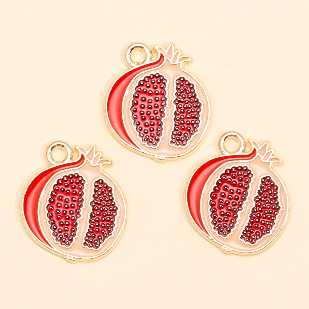 10 Stücke Schöne Mode Roten Granatapfel Emaille Anhänger Für DIY Schmuck Machen Obst Charms Ohrringe Schlüsselbein Halsband Schmuck Geschenk – Detail 4