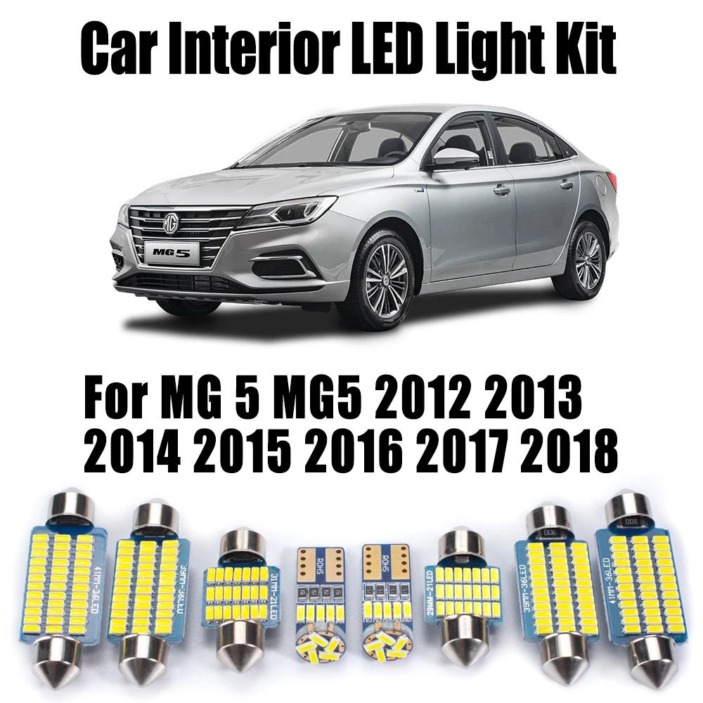 

8Pcs Canbus For MG 5 MG5 2012 2013 2014 2015 2016 2017 2018 Car Accessories LED Interior Reading Bulbs Map Dome Trunk light Kit