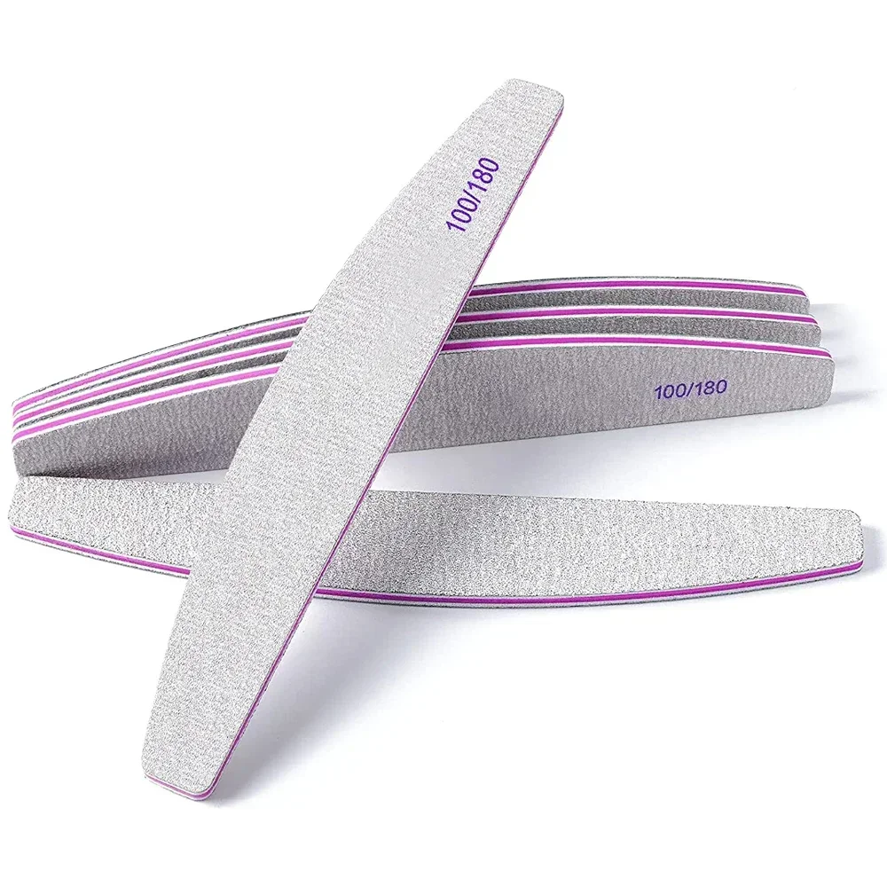 Professionelle Nagelfeile, 2er-Pack, wiederverwendbares doppelseitiges Schleifpapier (Körnung 100/180), Maniküre-Werkzeuge für den Heim- und Salongebrauch