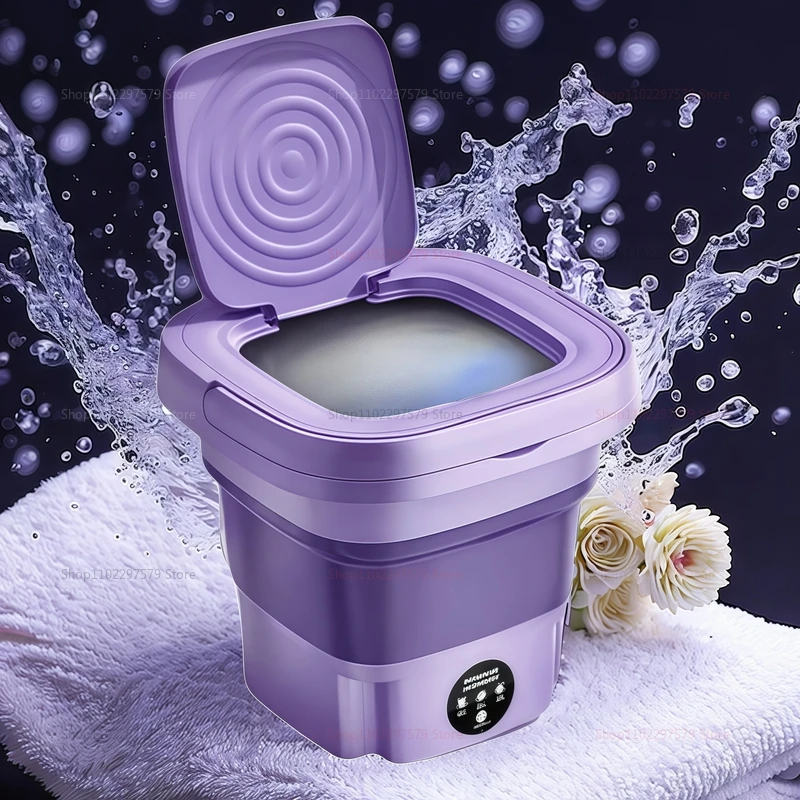 غسالة ذكية قابلة للطي سعة 8 لتر، غسالة محمولة ذات سعة كبيرة لآلة تنظيف الملابس الداخلية في سكن الطلاب المنزلي