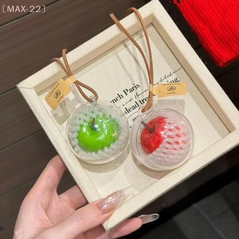 〔MAX-22〕Creative Realistic Keychain 3D Fruit Key Holder Backpack Car Keyrings Fruit Rearview Mirror Pendant Decoration Gifts